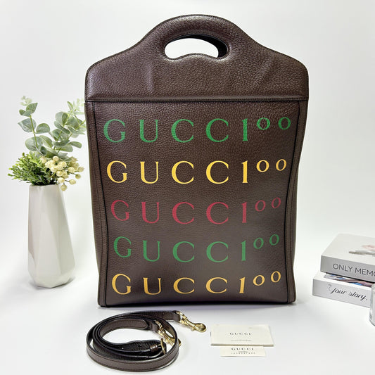 Pre-Owned Gucci Centennial Colorful Letter Print Leather Tote BagSpecial IntroductionPart of Gucci’s Centennial collection celebrating the House’s 100th anniversary in 2021.
