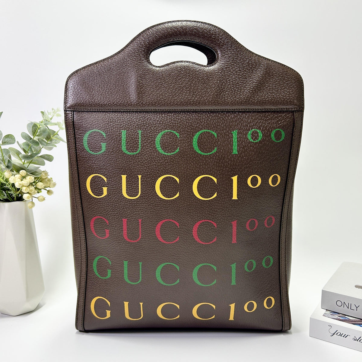 Pre-Owned Gucci Centennial Colorful Letter Print Leather Tote BagSpecial IntroductionPart of Gucci’s Centennial collection celebrating the House’s 100th anniversary in 2021.