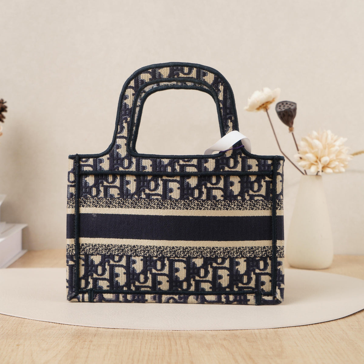 Pre-owned Dior Canvas Tote Bags Book Tote Mini Oblique