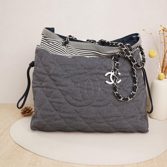 Pre-Owned Chanel Canvas Tote Bag Multicolor Large Casual Shoulder Bag
