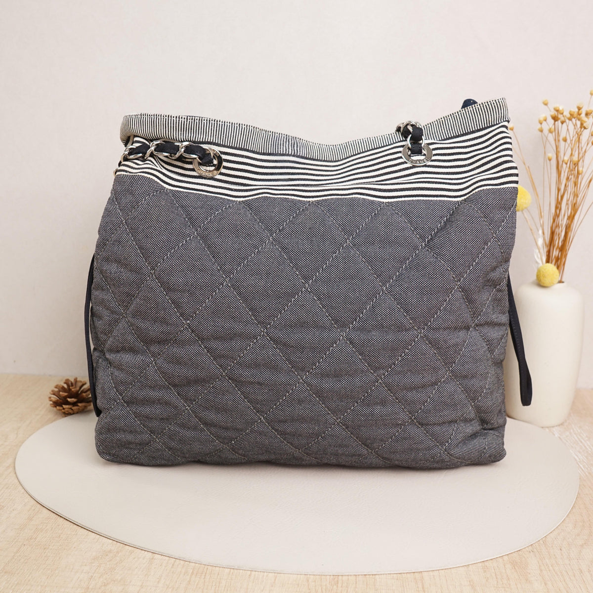 Pre-Owned Chanel Canvas Tote Bag Multicolor Large Casual Shoulder Bag