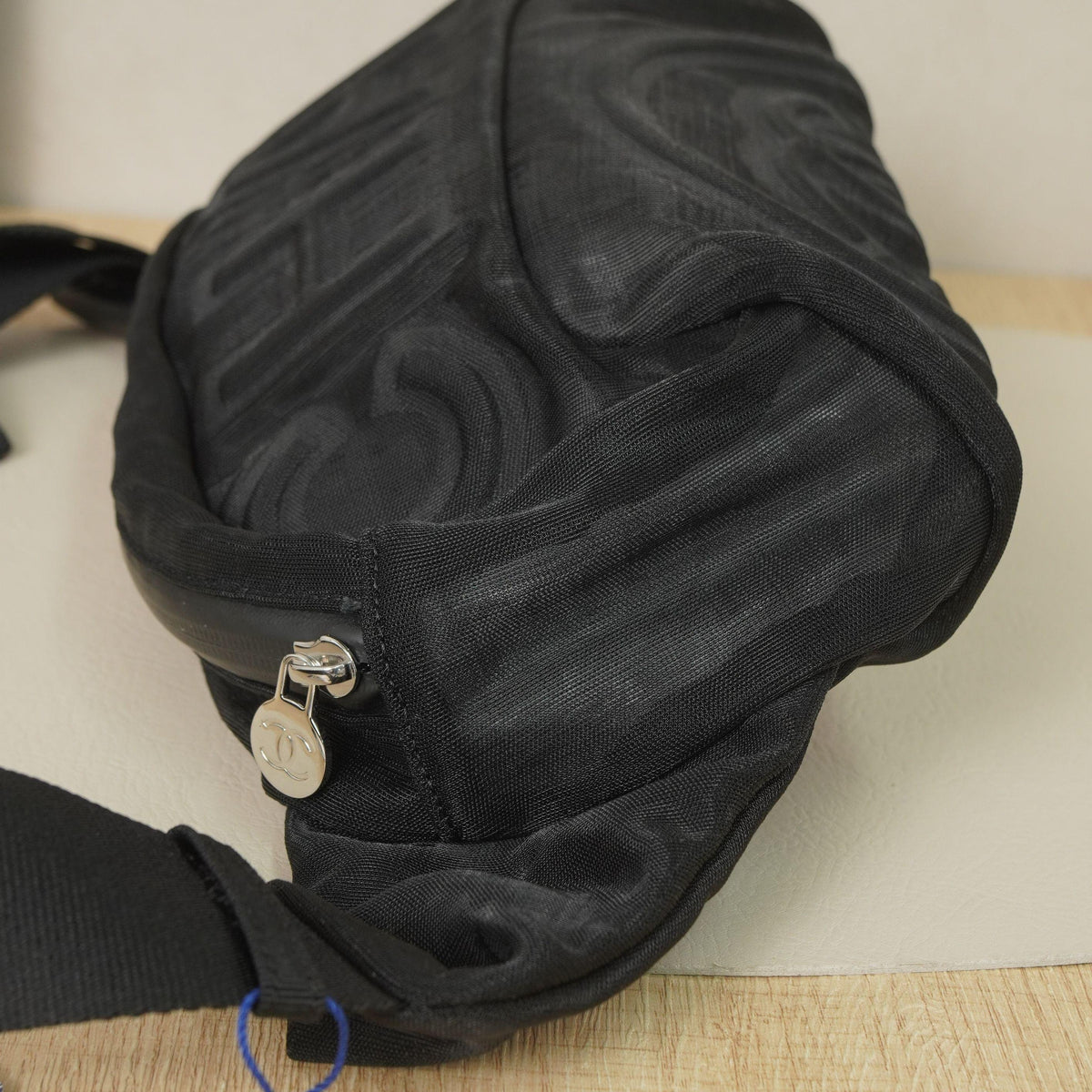 Chanel Black Mesh Nylon Waist Bag