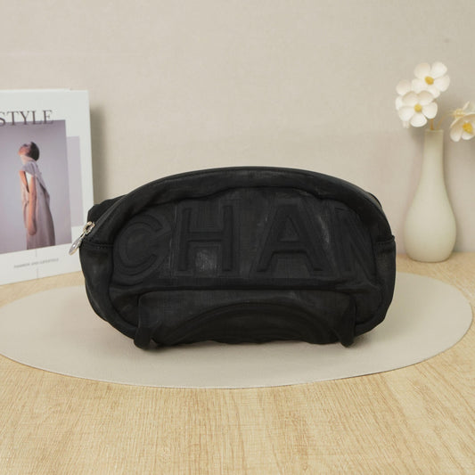 Chanel Black Mesh Nylon Waist Bag