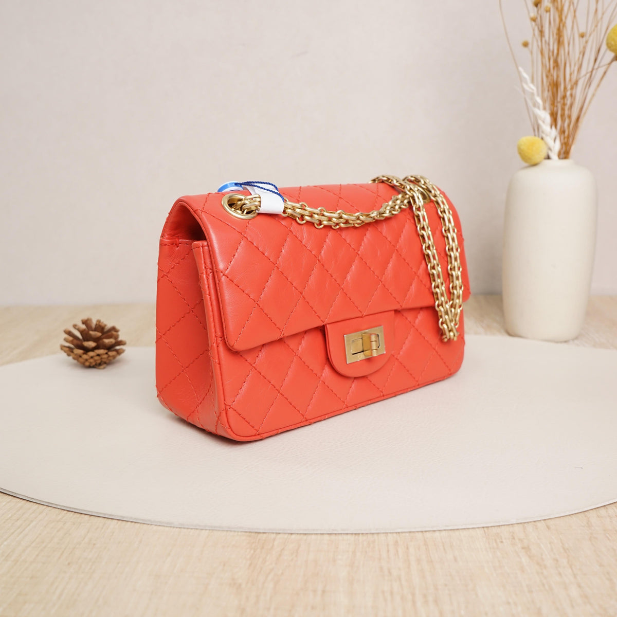 Pre-Owned Chanel 2.55 Mini Flap Bag Orange Red