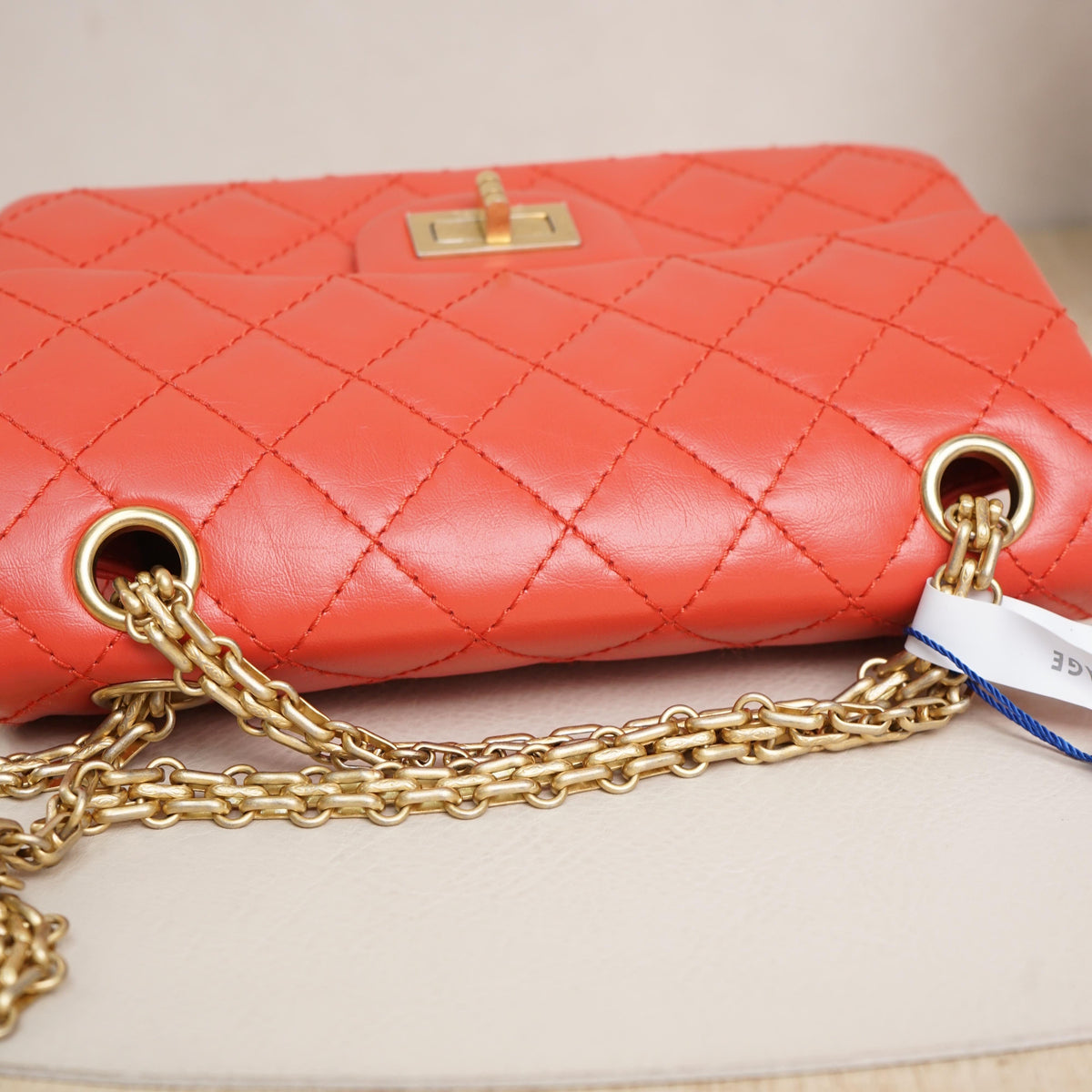 Pre-Owned Chanel 2.55 Mini Flap Bag Orange Red