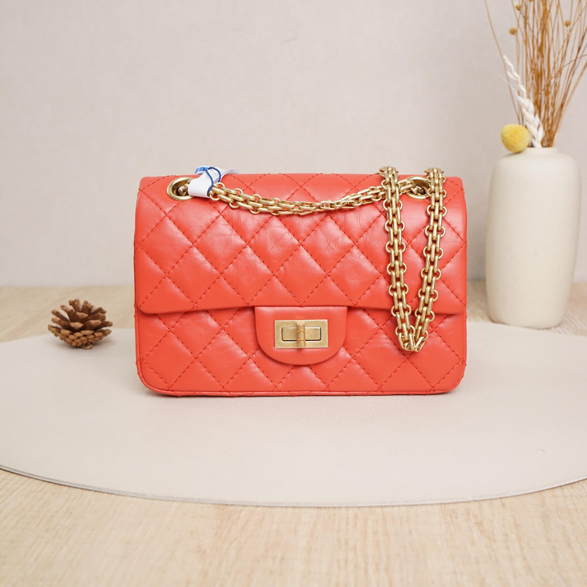 Pre-Owned Chanel 2.55 Mini Flap Bag Orange Red