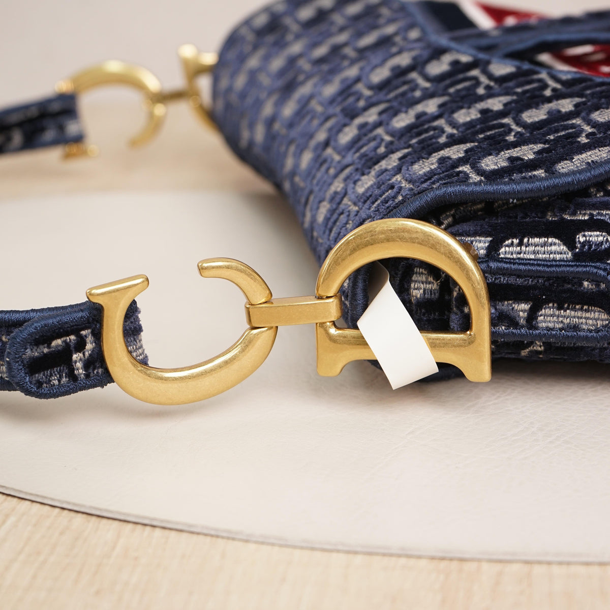 Pre-Owned Dior Saddle Bag Medium Blue Oblique Velvet