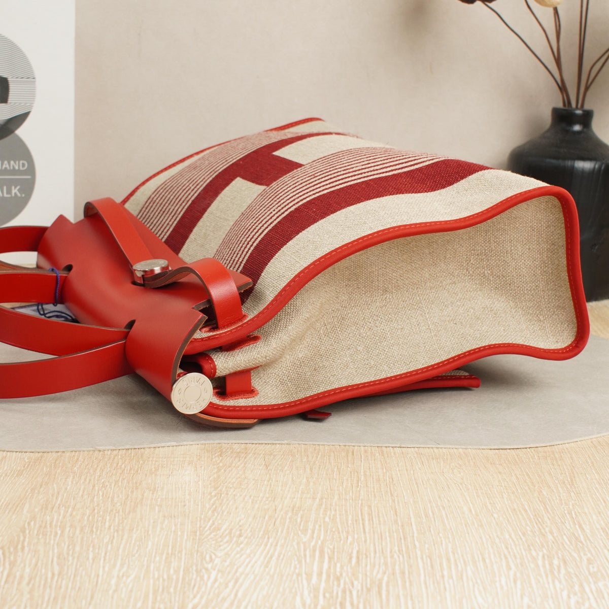 Pre-Owned Hermès Herbag 31 Red Canvas Leather Bag