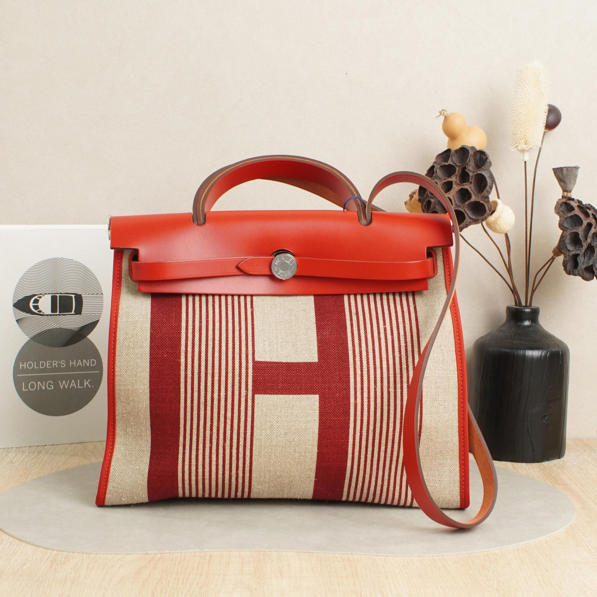 Pre-Owned Hermès Herbag 31 Red Canvas Leather Bag