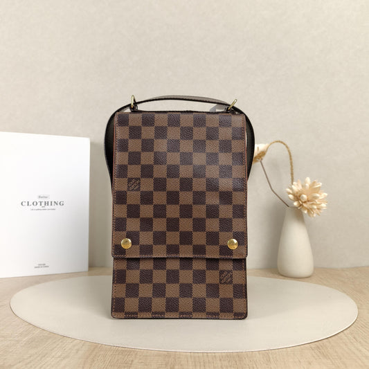 Damier Ebene Vintage Vertical Flap Crossbody Bag