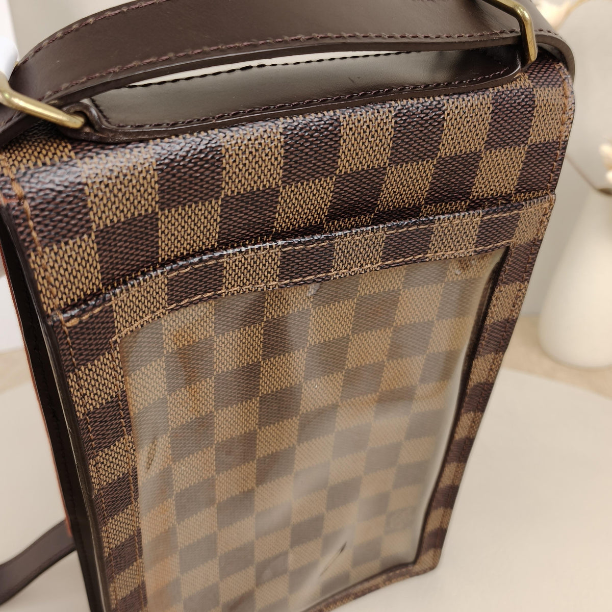 Damier Ebene Vintage Vertical Flap Crossbody Bag