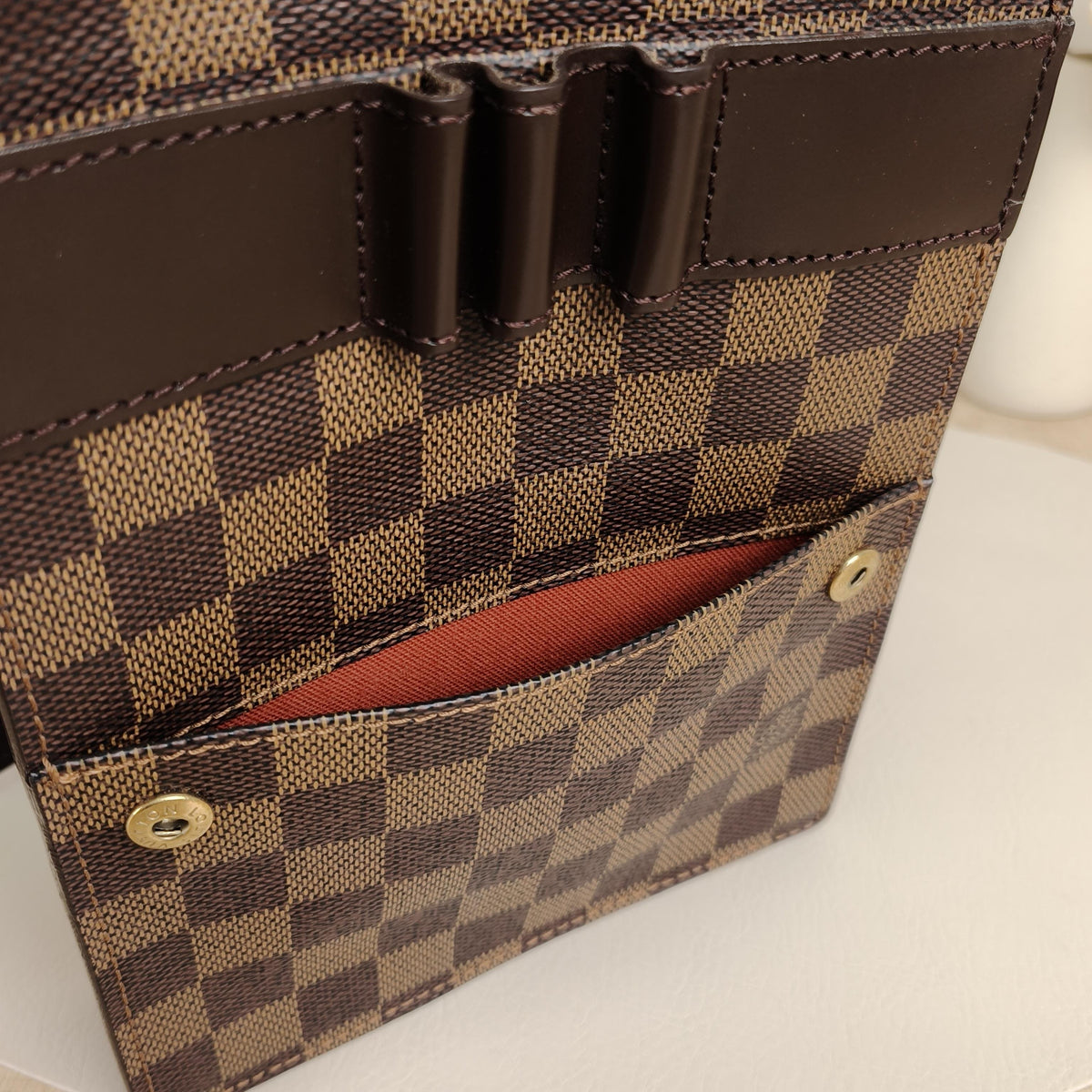 Damier Ebene Vintage Vertical Flap Crossbody Bag