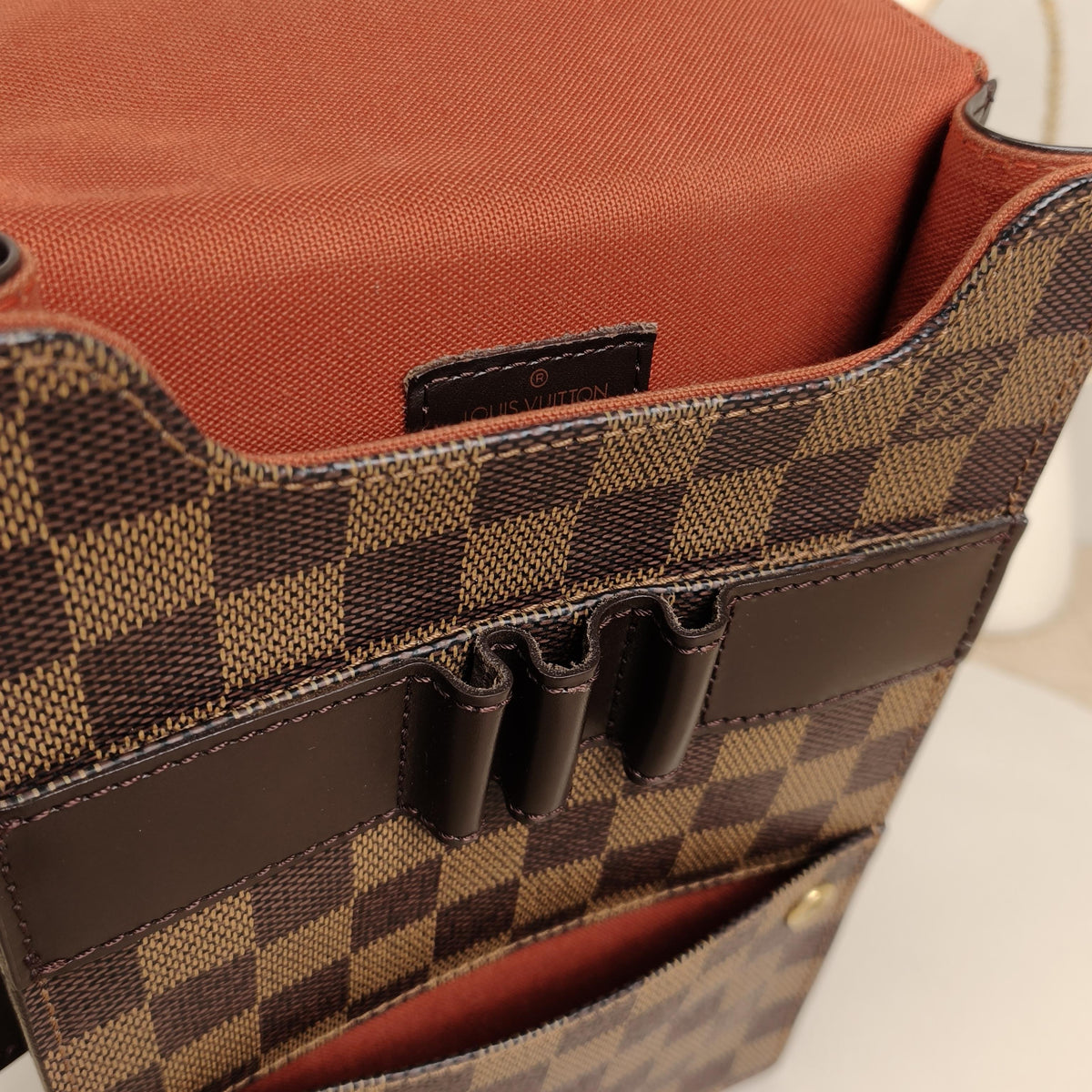 Damier Ebene Vintage Vertical Flap Crossbody Bag