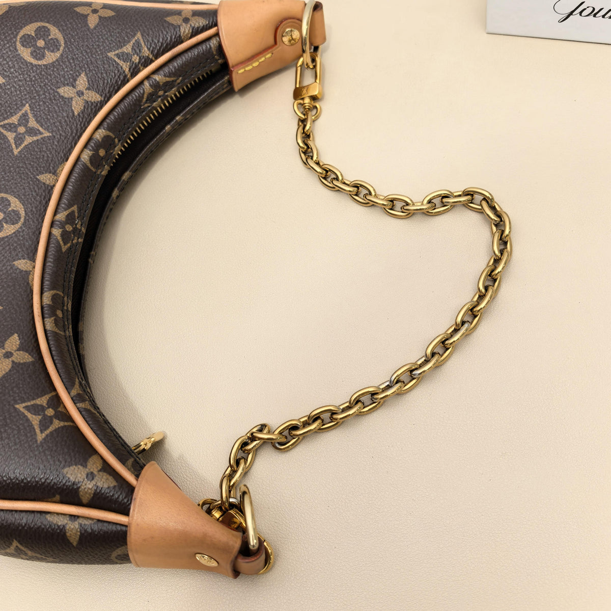 Loop Monogram Leather Trim Shoulder Bag