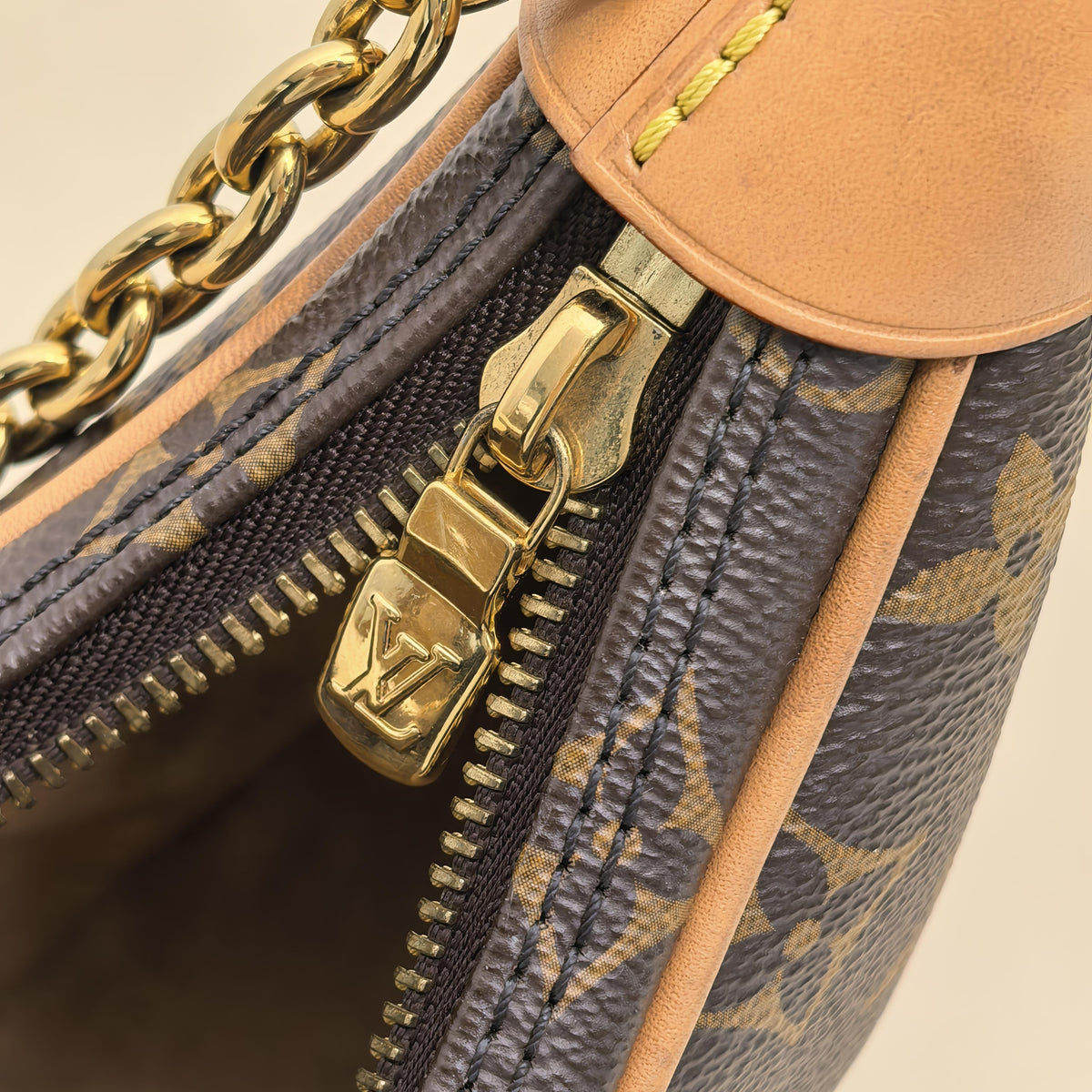 Loop Monogram Leather Trim Shoulder Bag