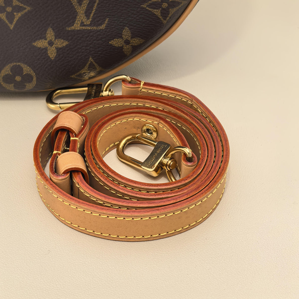 Loop Monogram Leather Trim Shoulder Bag