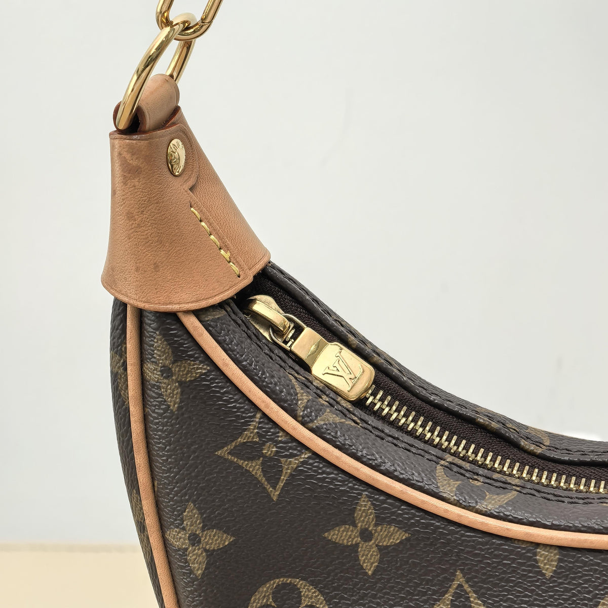 Loop Monogram Leather Trim Shoulder Bag
