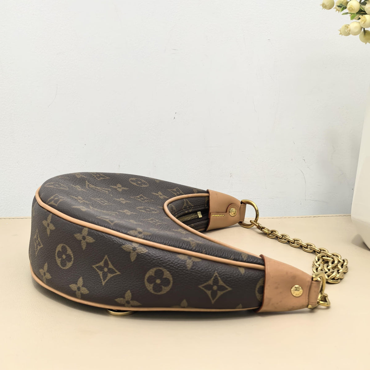 Loop Monogram Leather Trim Shoulder Bag