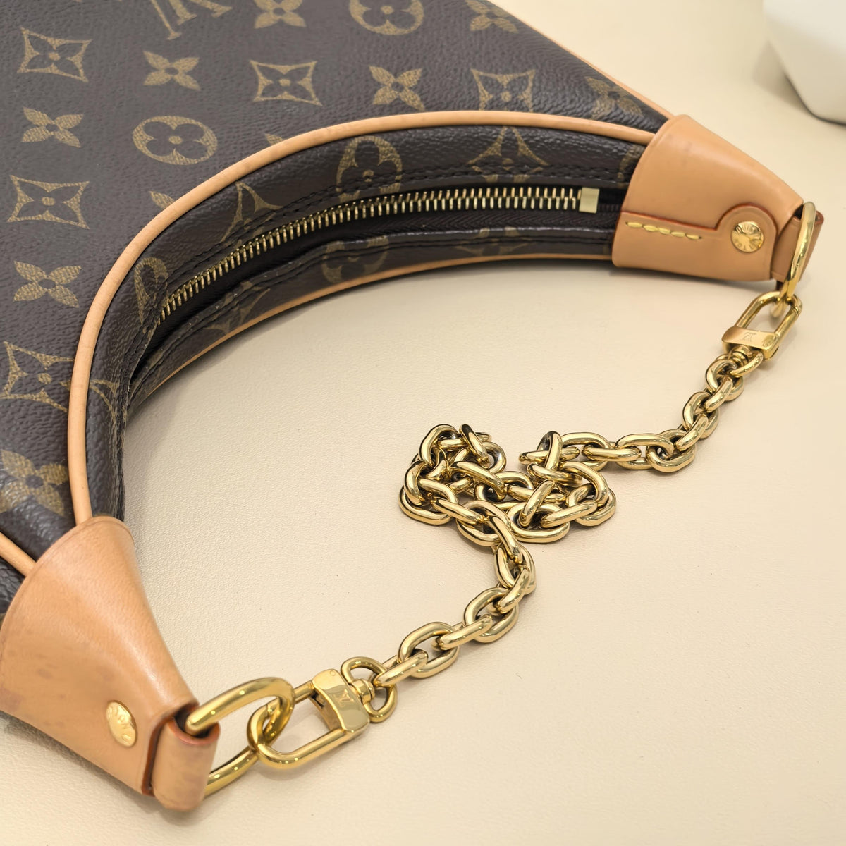 Loop Monogram Leather Trim Shoulder Bag