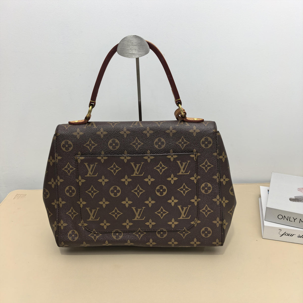Cluny MM Monogram Leather Trim Top Handle Crossbody Bag