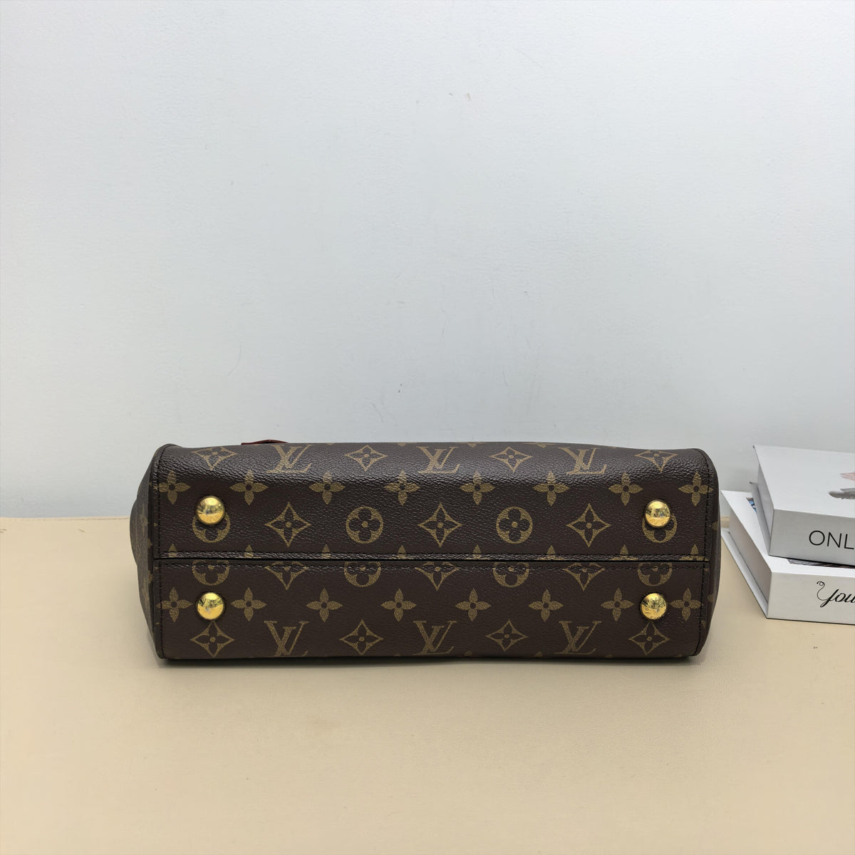 Cluny MM Monogram Leather Trim Top Handle Crossbody Bag