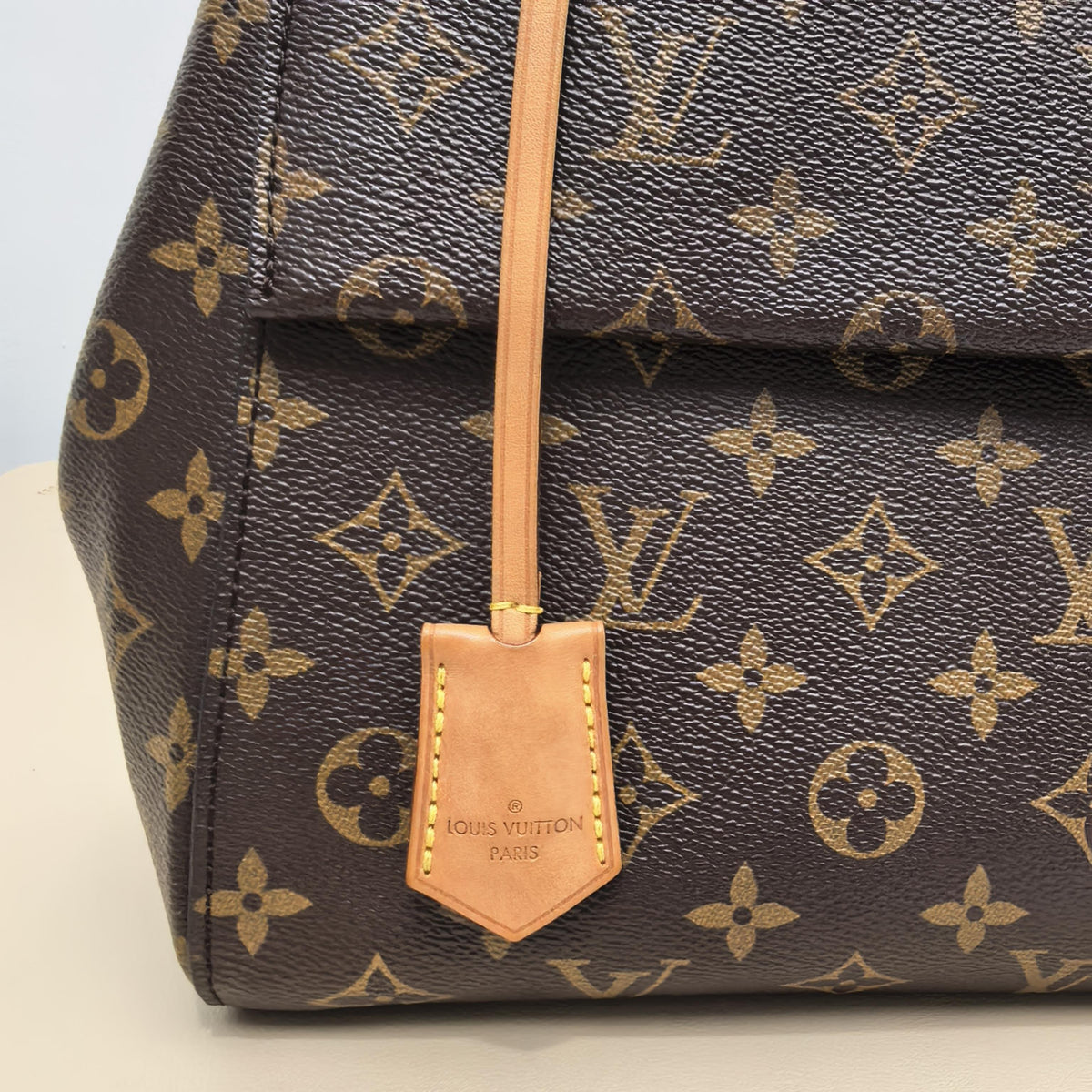 Cluny MM Monogram Leather Trim Top Handle Crossbody Bag