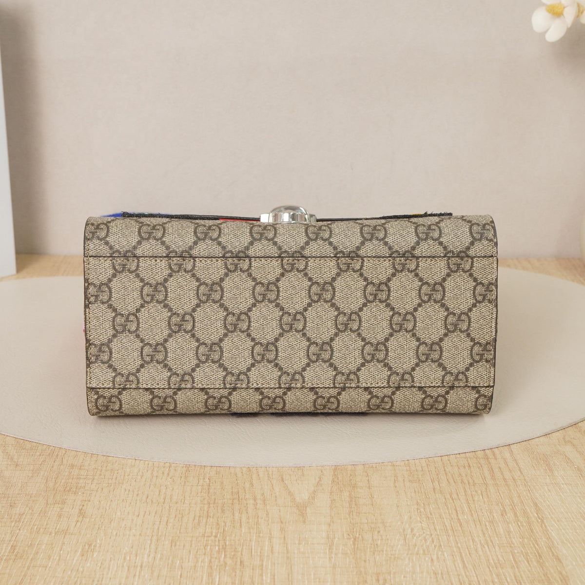 GG Supreme Coated PVC Strawberry Bee Letter Embroidery Handheld Crossbody Bag
