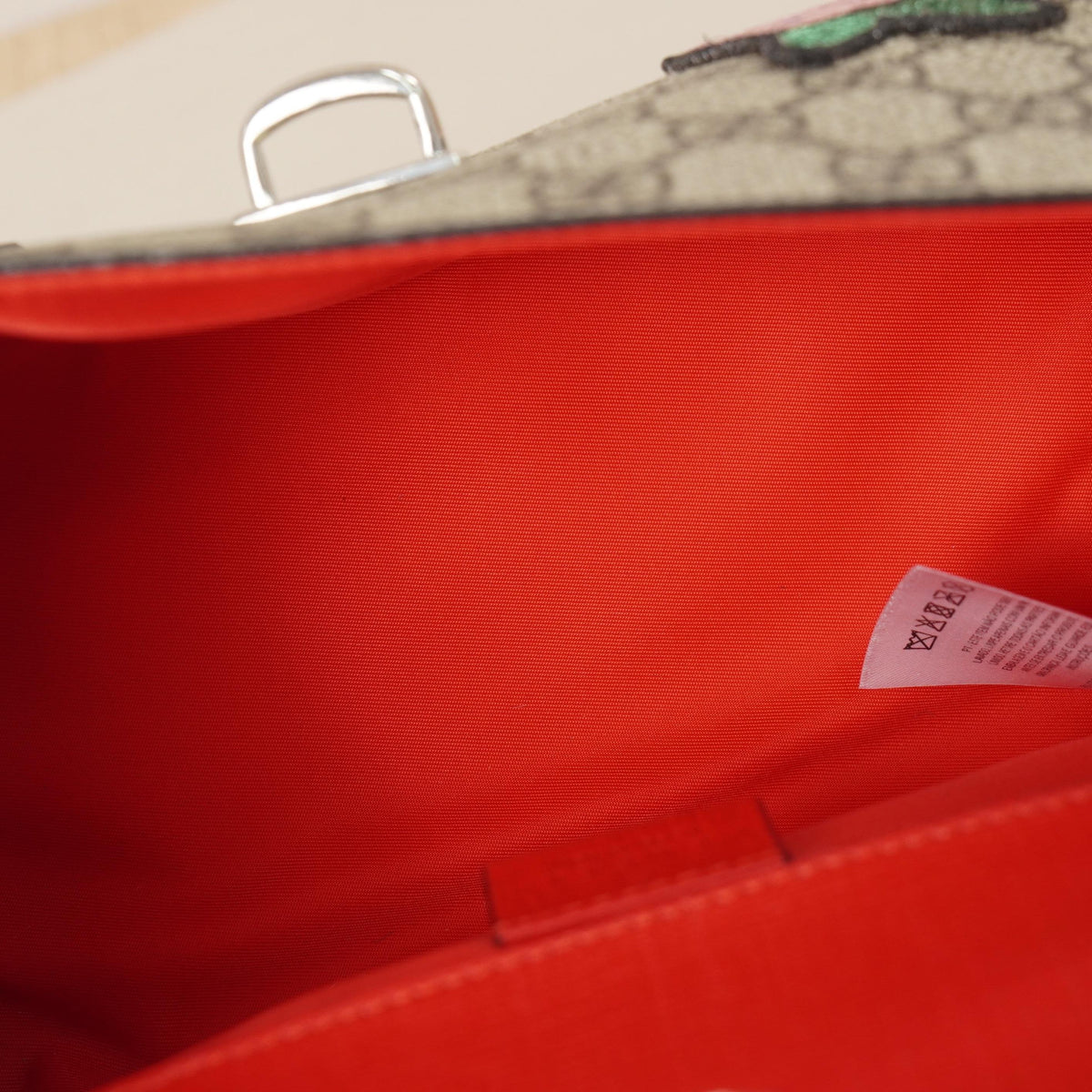 GG Supreme Coated PVC Strawberry Bee Letter Embroidery Handheld Crossbody Bag