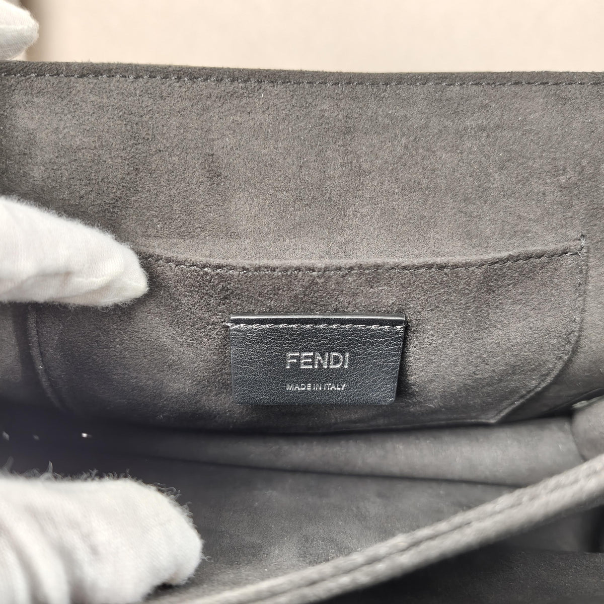 Fendi KAN I Black Leather Colorful Stud Scalloped Shoulder Bag