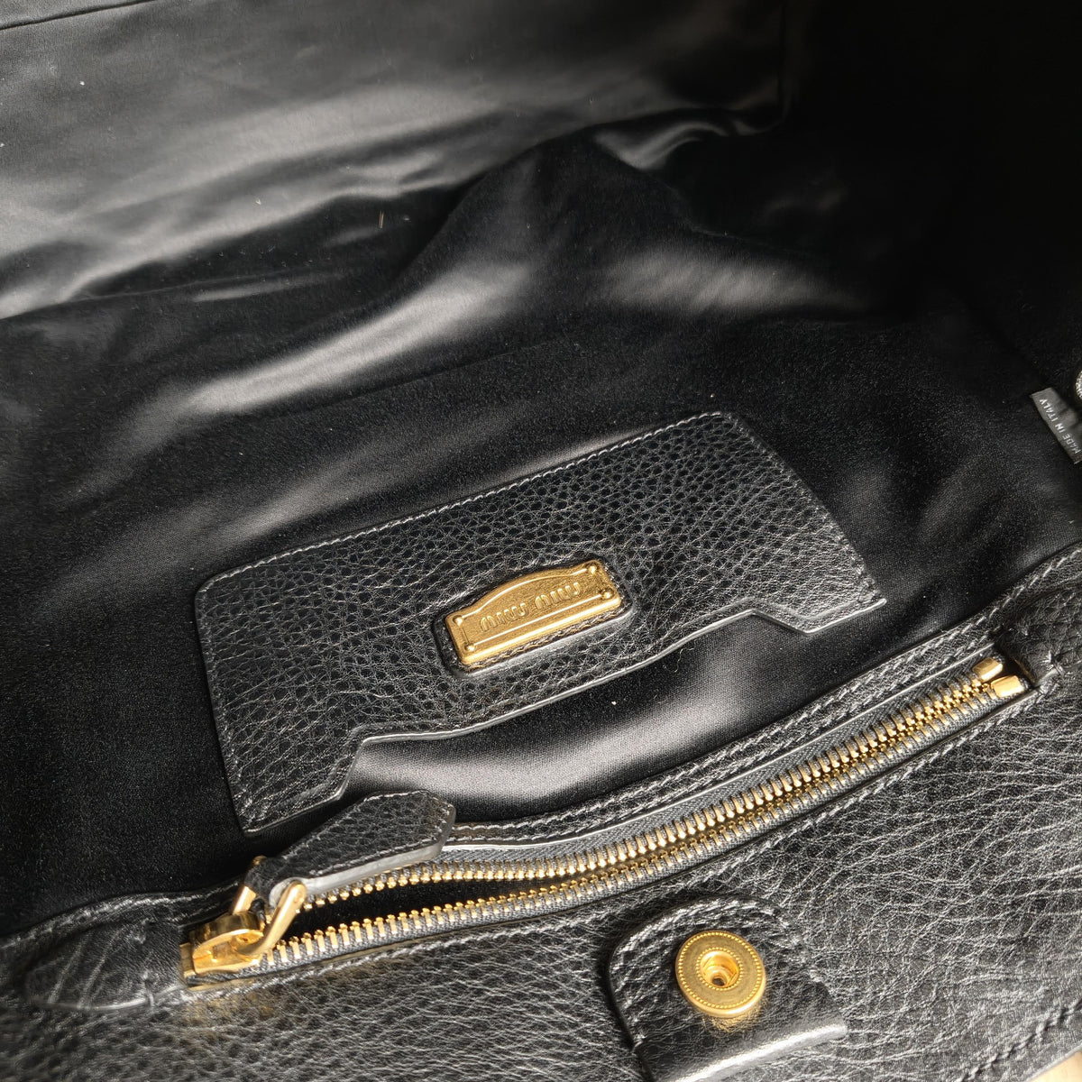 Miu Miu Black Leather Tote Handbag