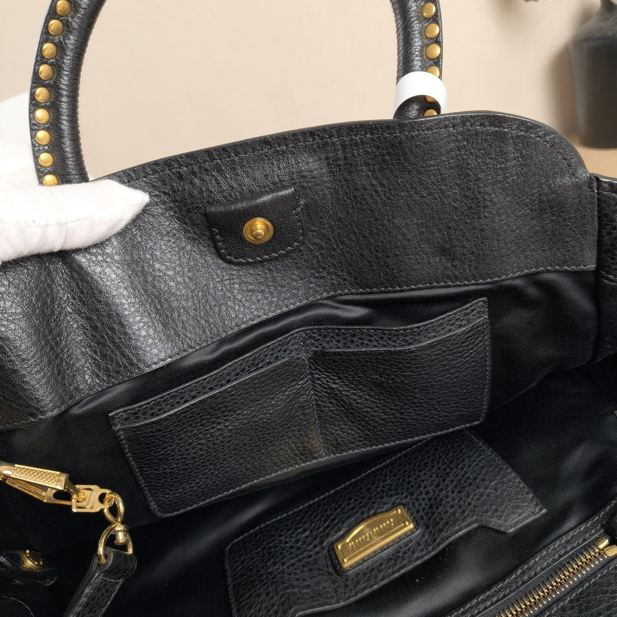 Miu Miu Black Leather Tote Handbag