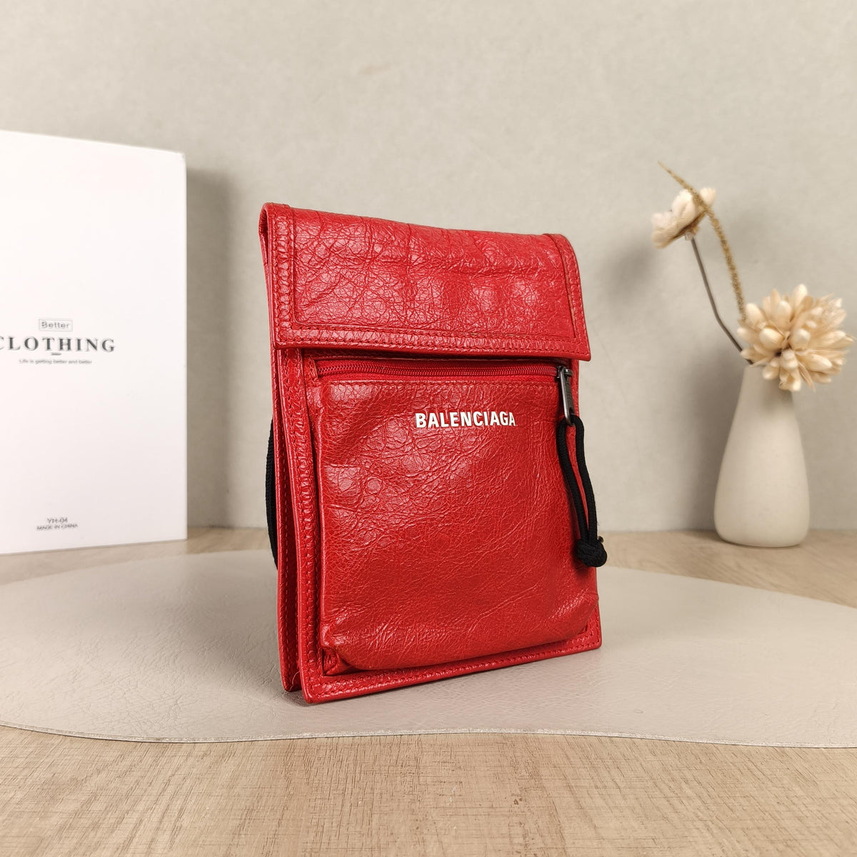 Balenciaga Logo Red Phone Crossbody Bag