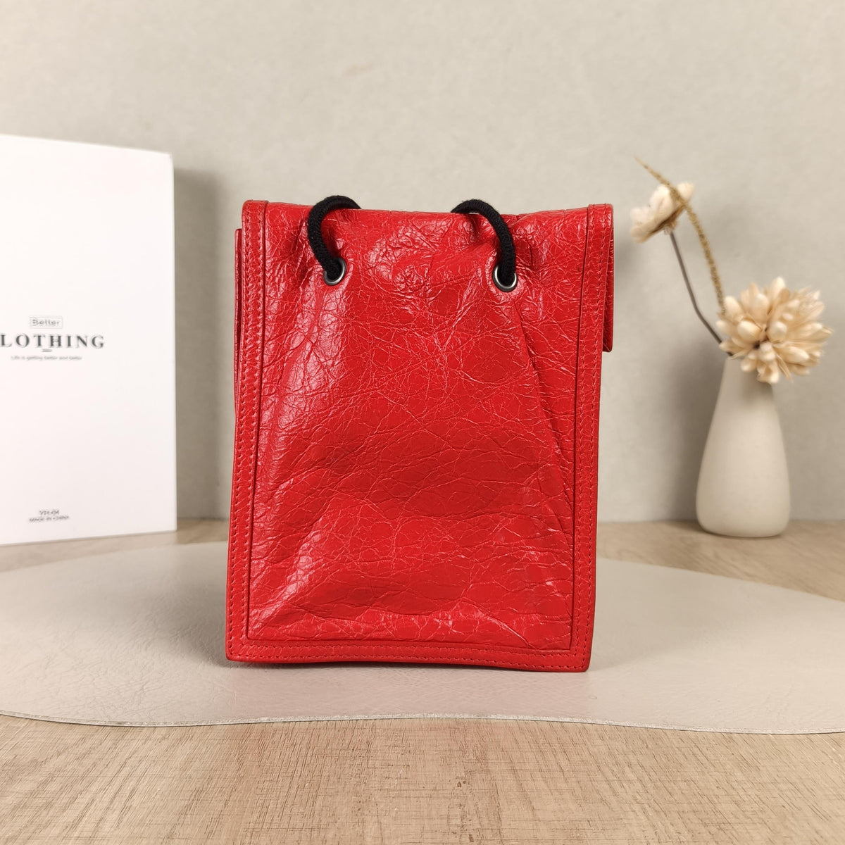 Balenciaga Logo Red Phone Crossbody Bag