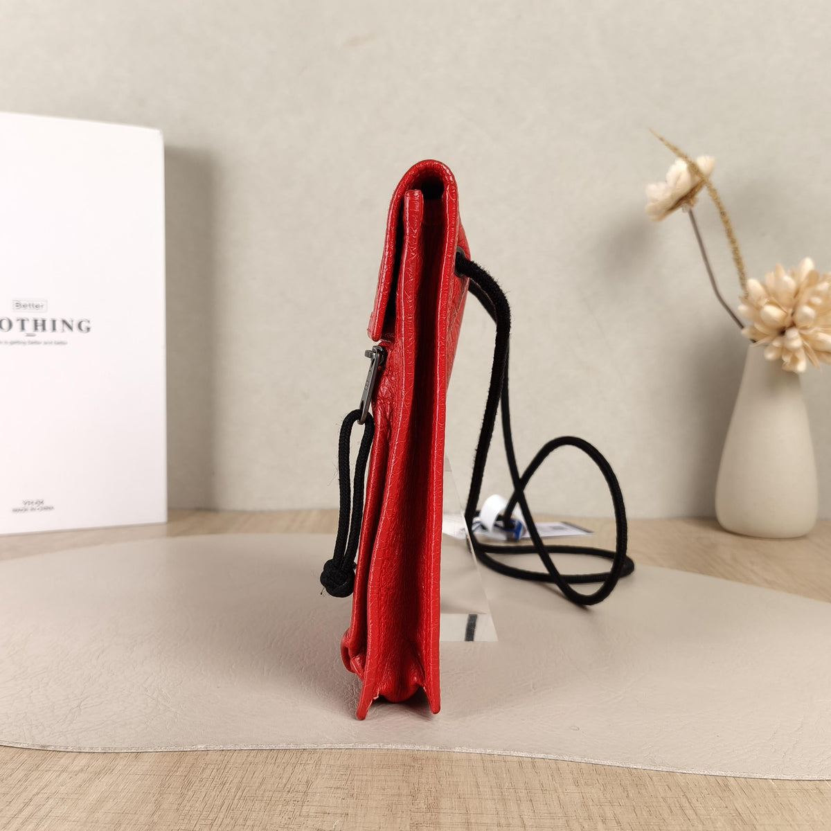 Balenciaga Logo Red Phone Crossbody Bag