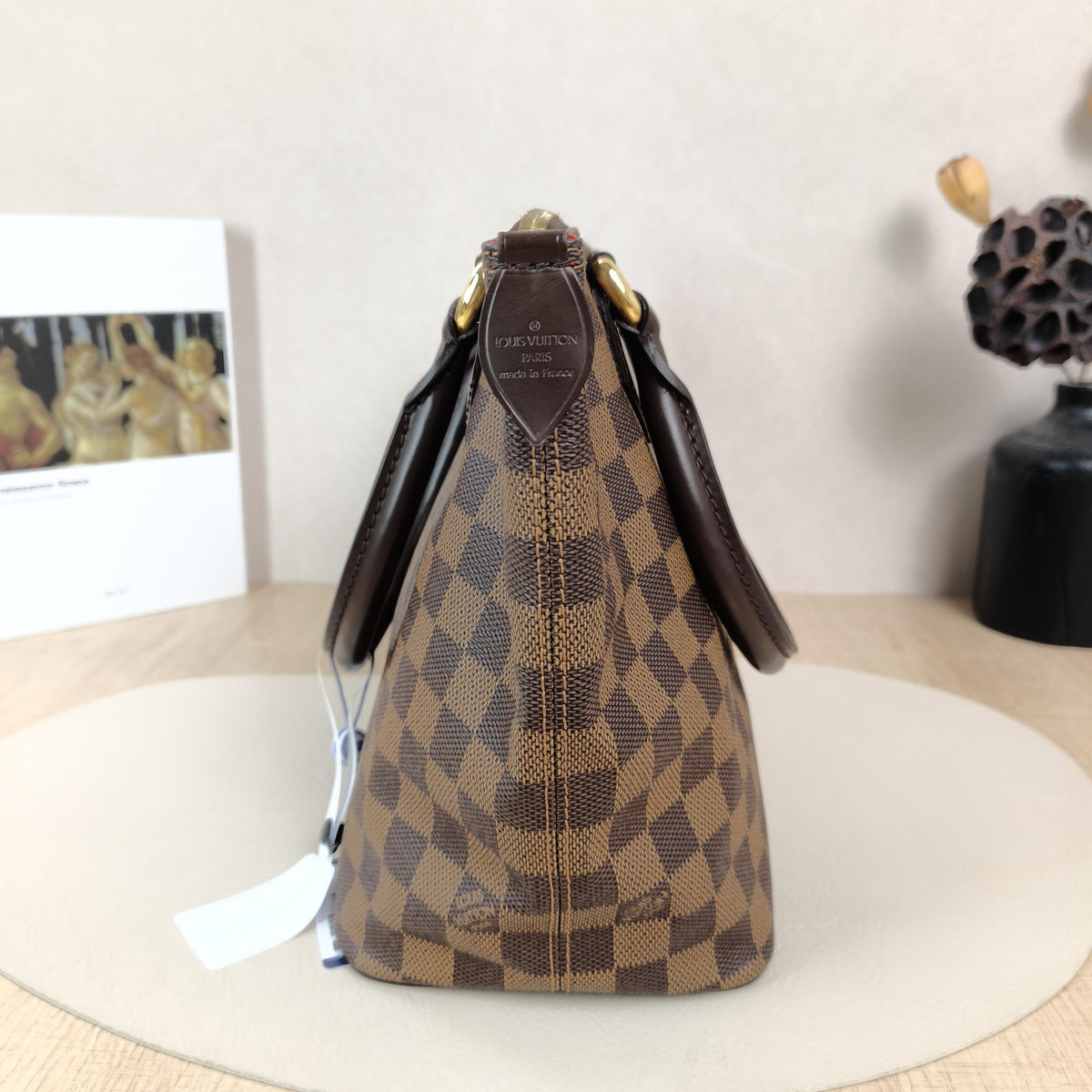 Saleya Small Vintage Brown Damier PVC Tote Handbag