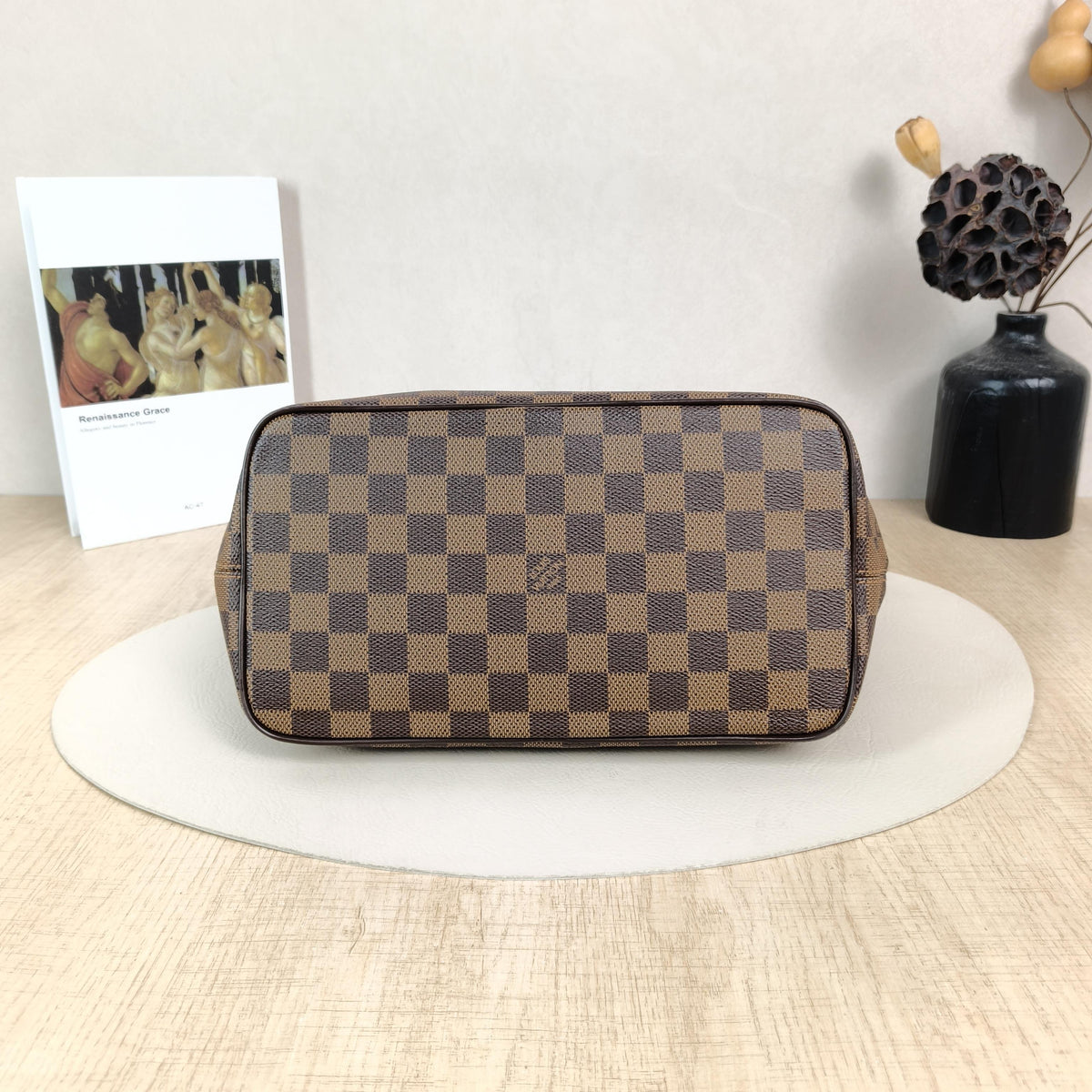 Saleya Small Vintage Brown Damier PVC Tote Handbag