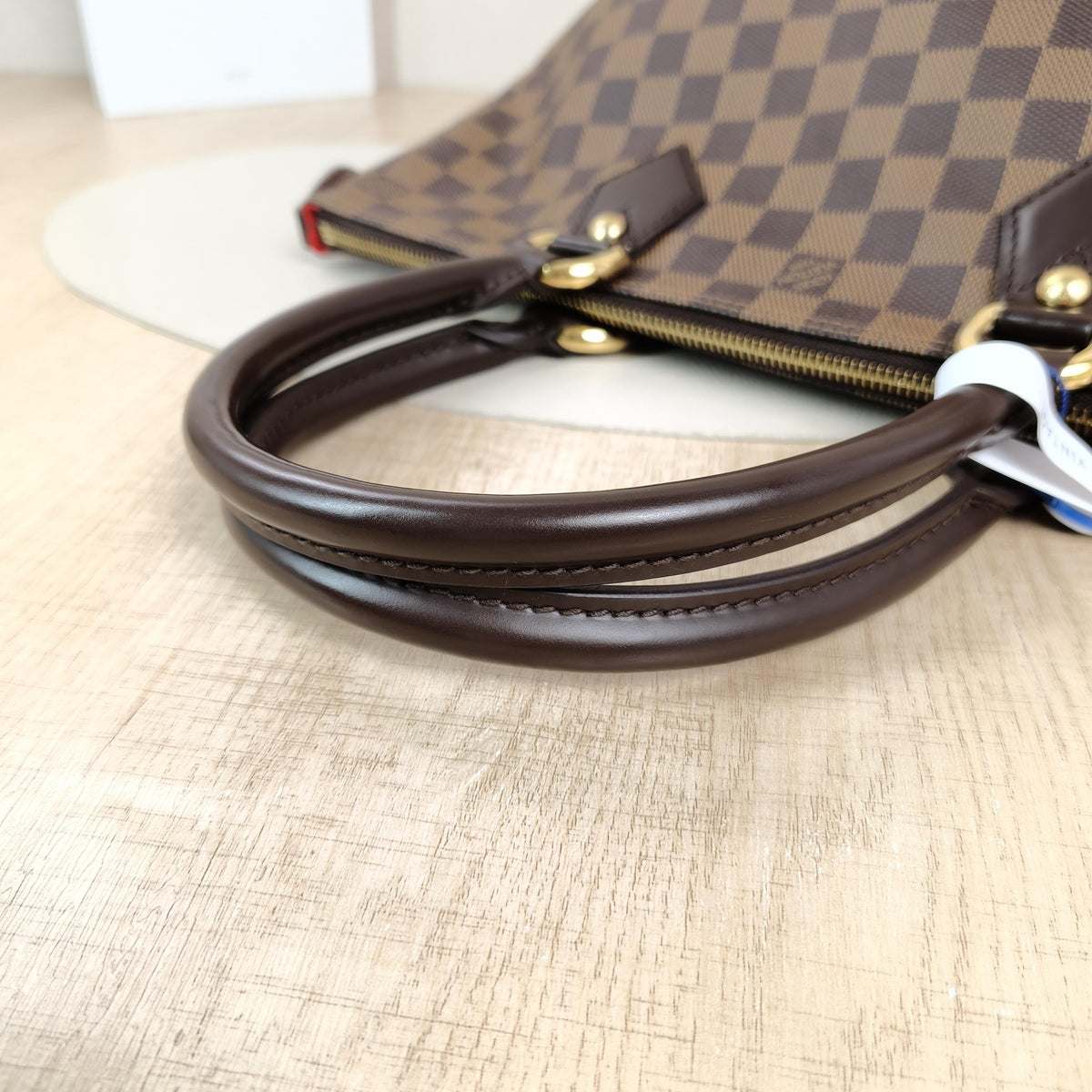 Saleya Small Vintage Brown Damier PVC Tote Handbag