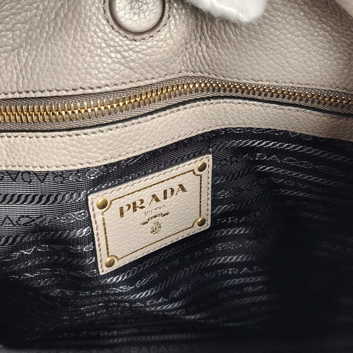 Prada Elephant Grey Vitello Daino Leather Vintage Hobo Shoulder Bag