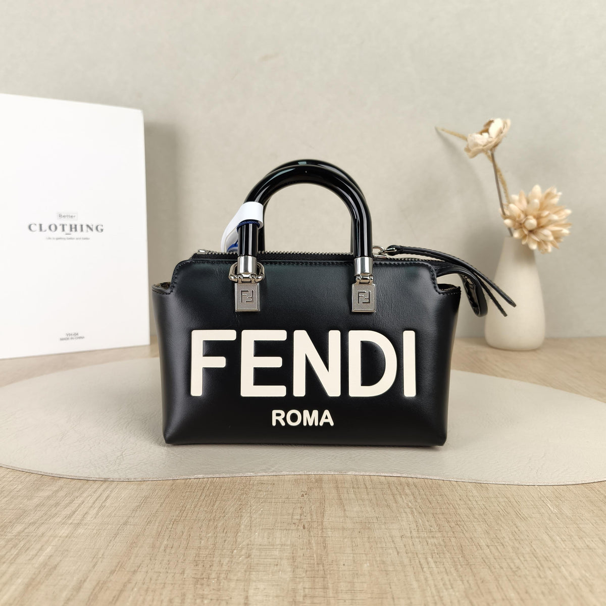 Fendi By The Way Mini Black Boston Crossbody Bag
