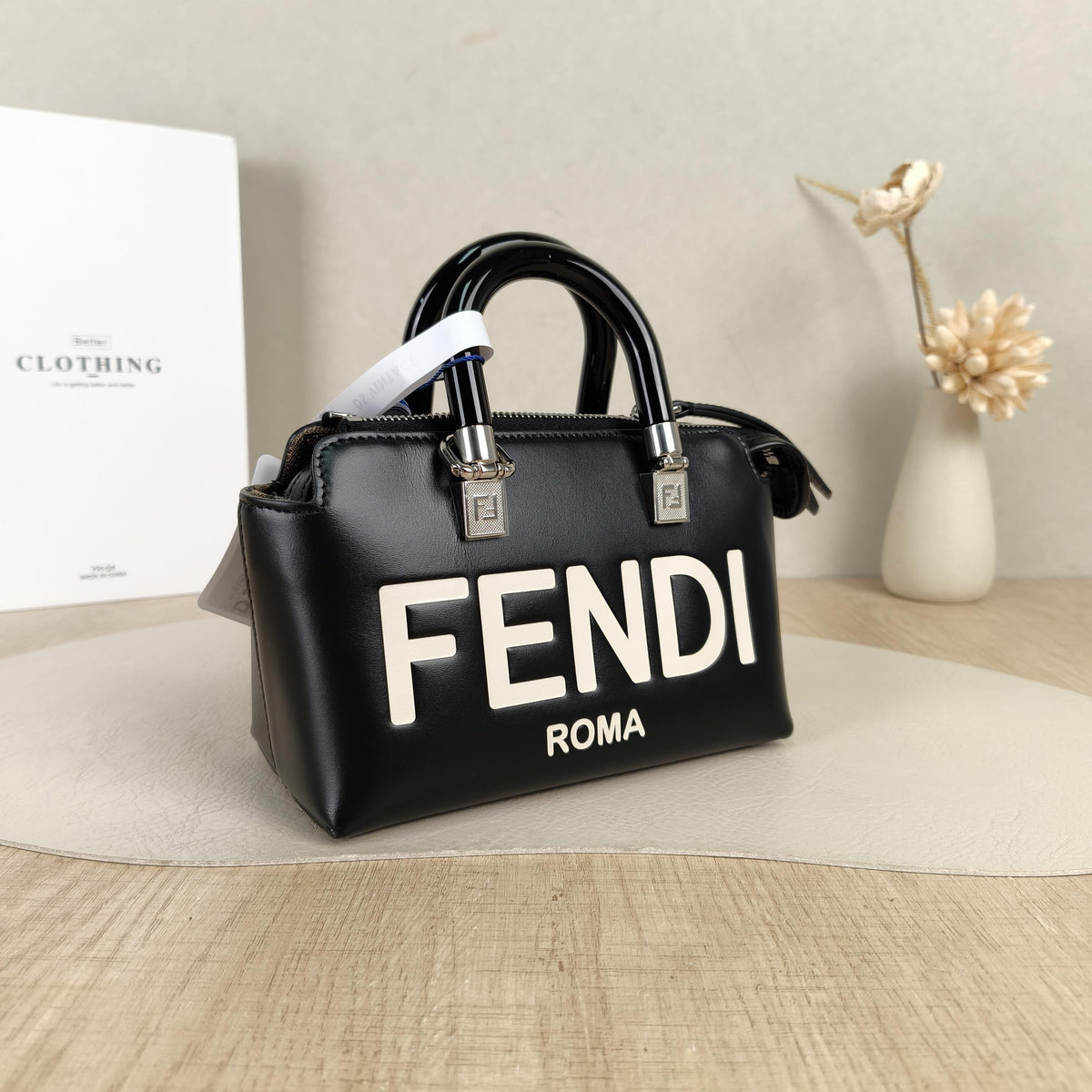 Fendi By The Way Mini Black Boston Crossbody Bag