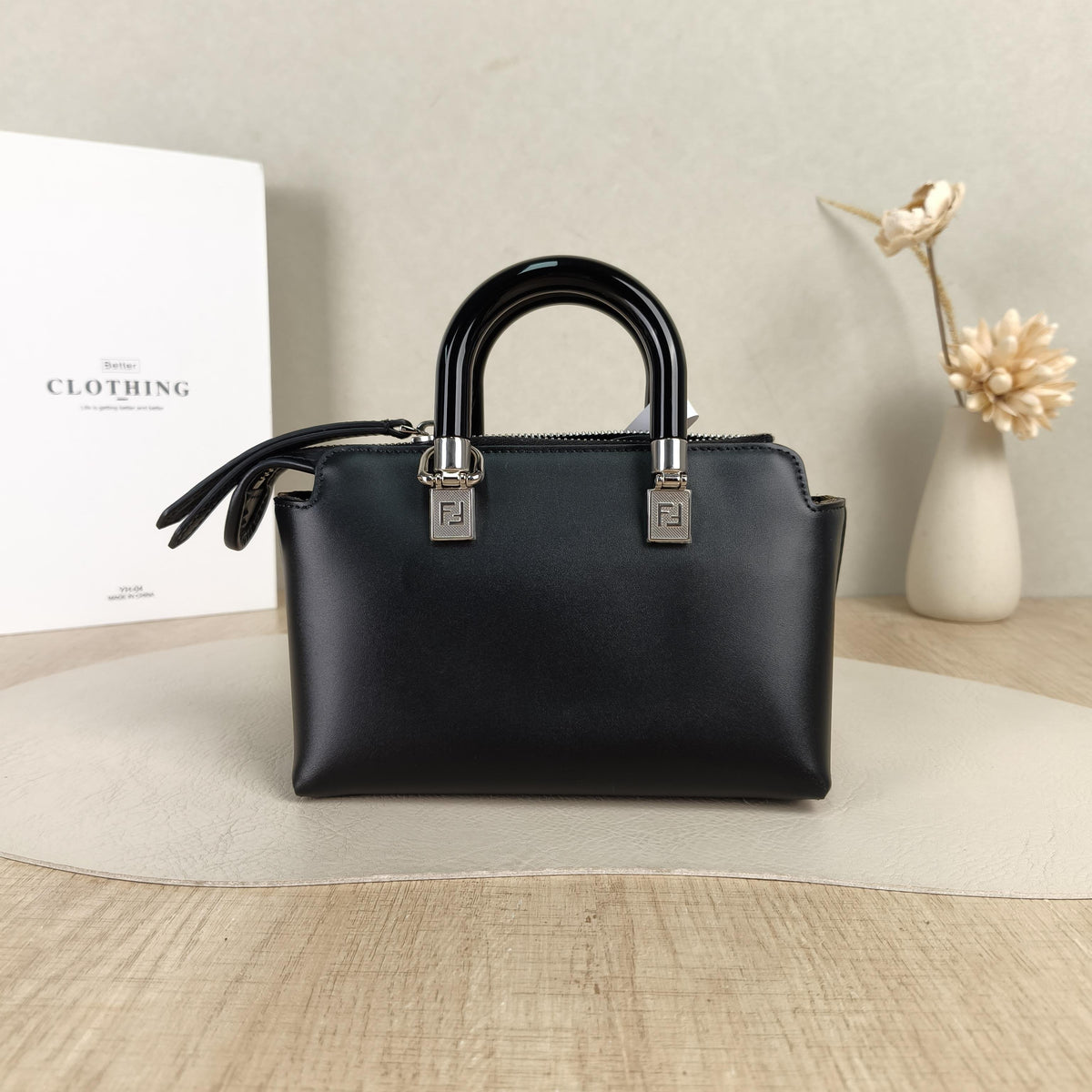 Fendi By The Way Mini Black Boston Crossbody Bag
