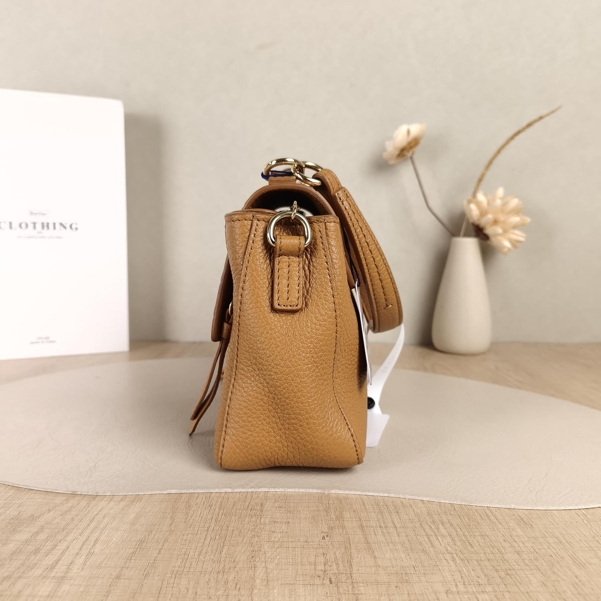 Faye Caramel Croc Embossed Crossbody Bag