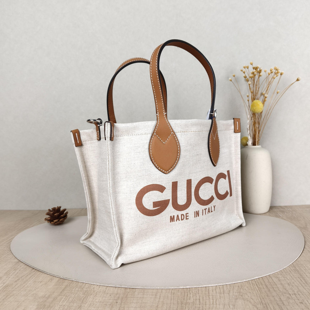 Gucci Mini Logo Tote Shoulder Bag Brown & Beige
