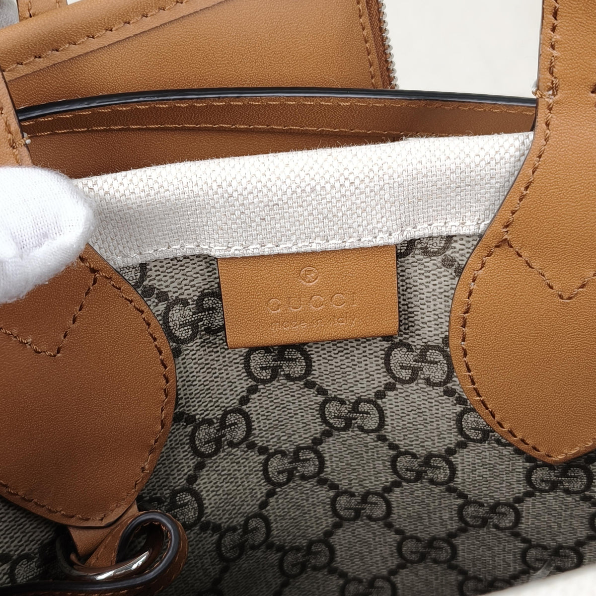 Gucci Mini Logo Tote Shoulder Bag Brown & Beige