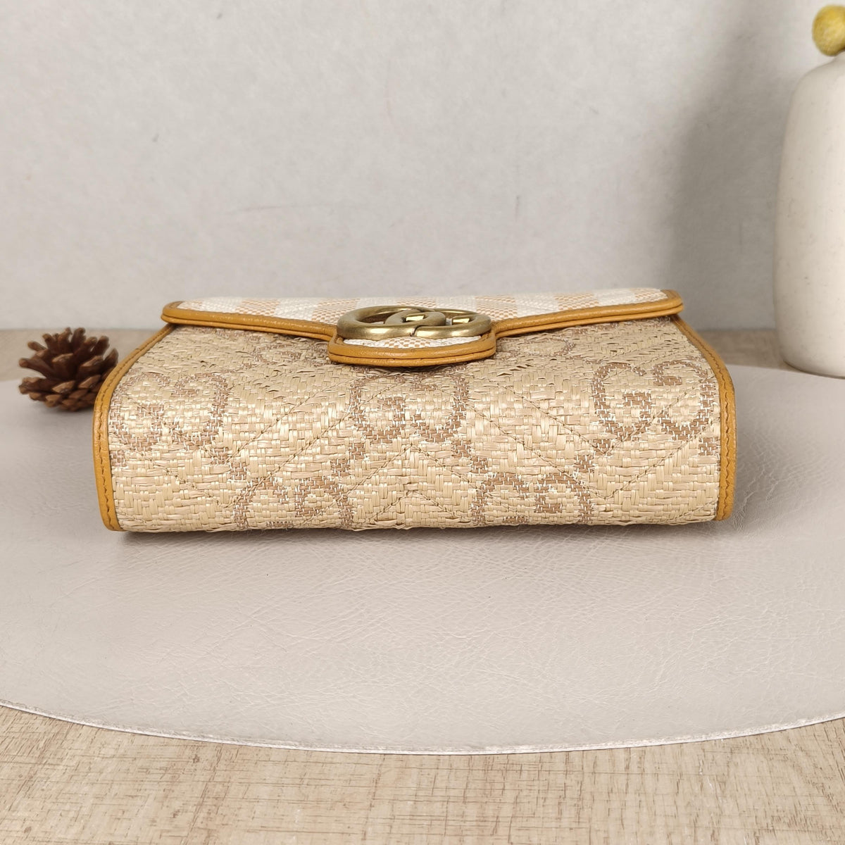 GG Marmont WOC Mini Color block Woven Crossbody Bag