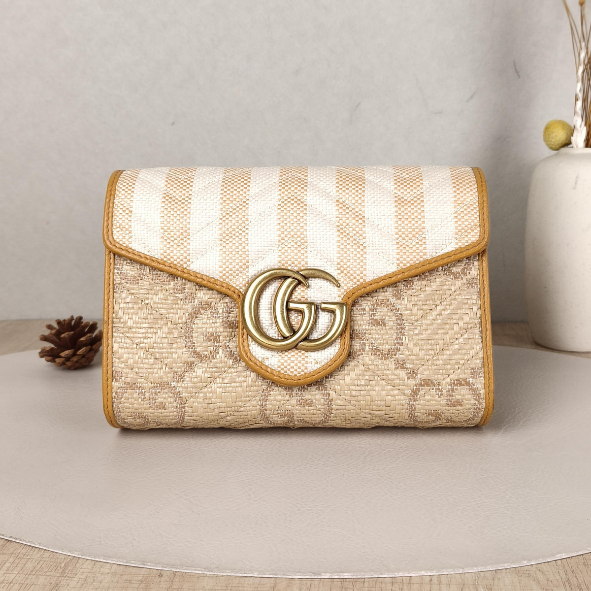 GG Marmont WOC Mini Color block Woven Crossbody Bag