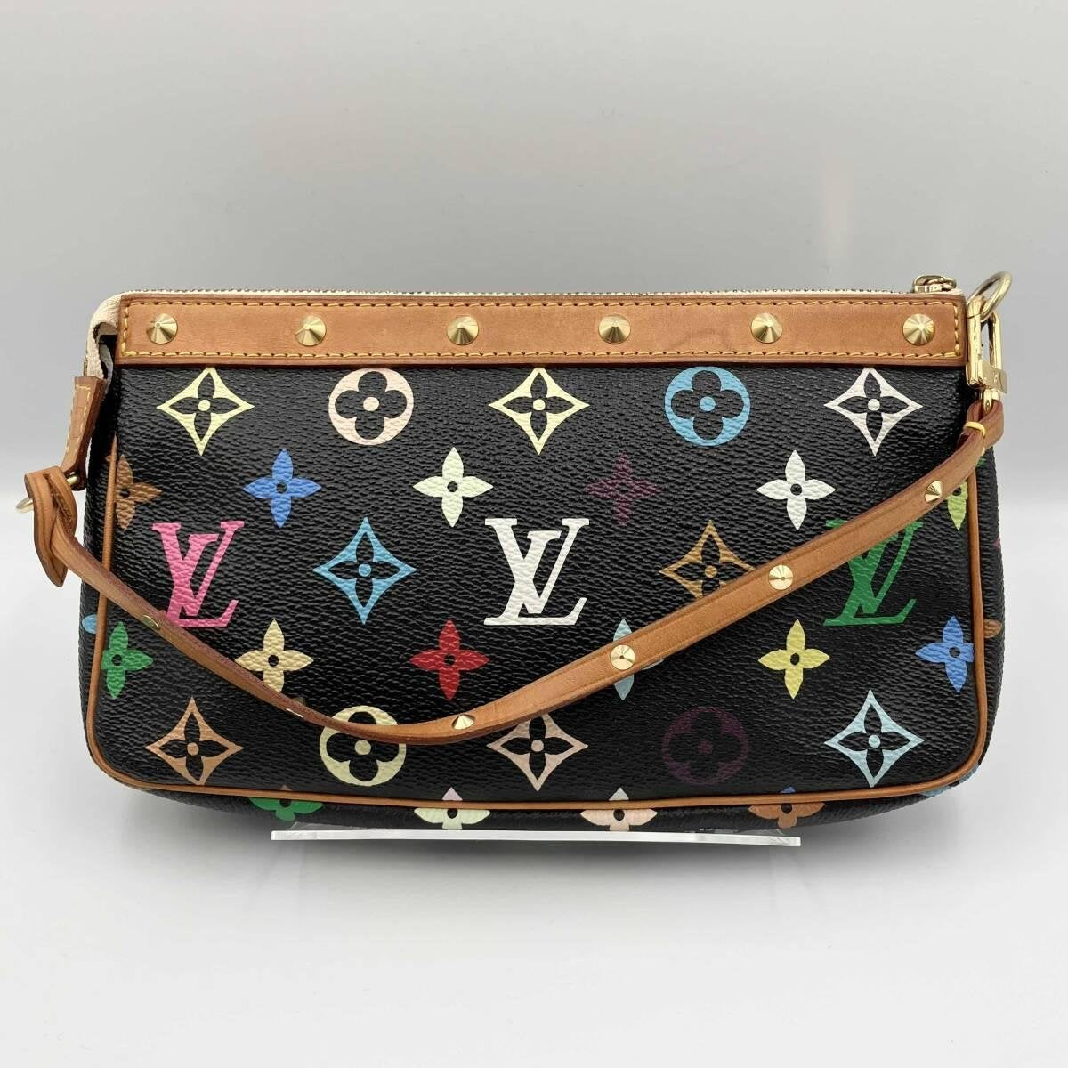 x Takashi Murakami Multicolor Pochette Accessoires in Black Monogram Canvas