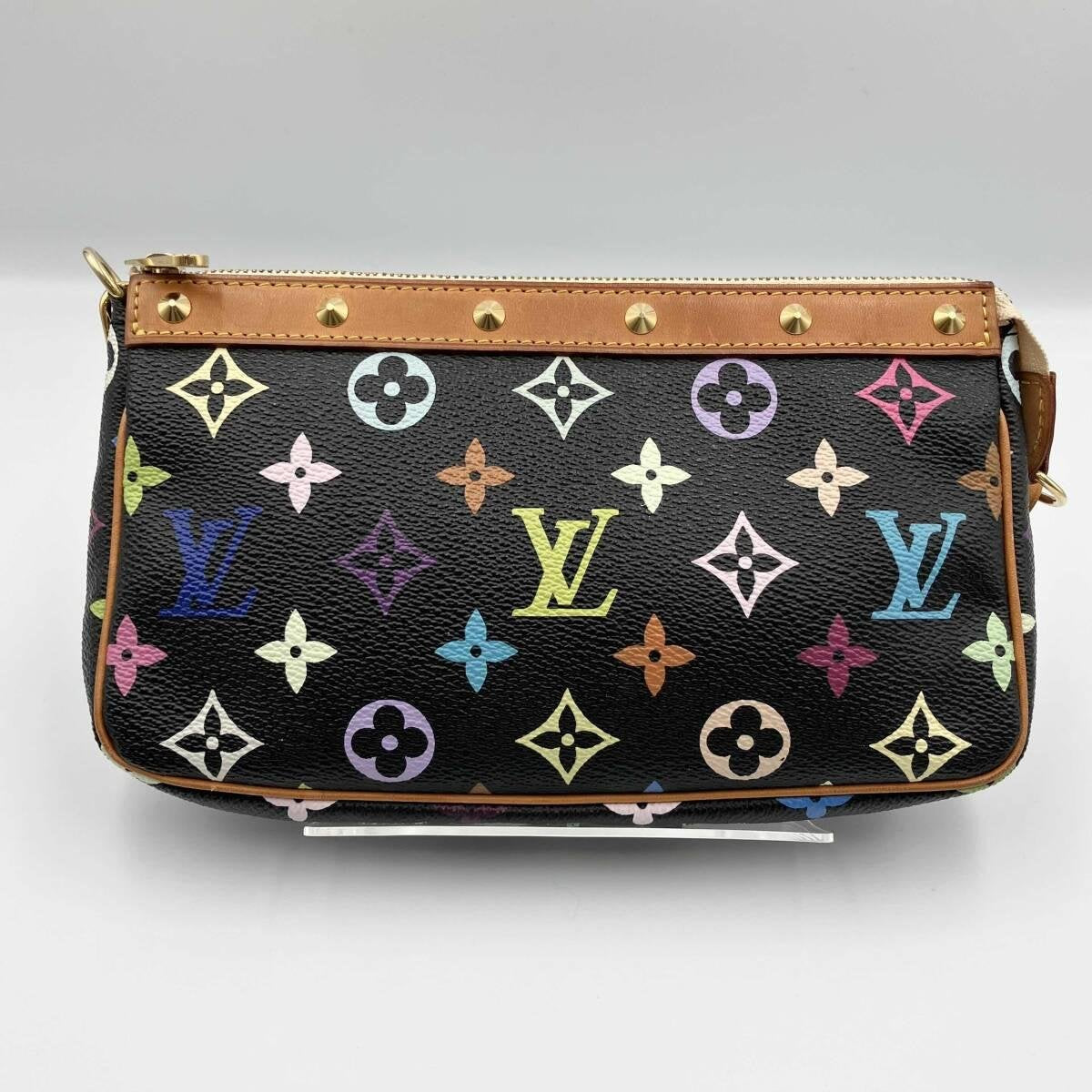x Takashi Murakami Multicolor Pochette Accessoires in Black Monogram Canvas