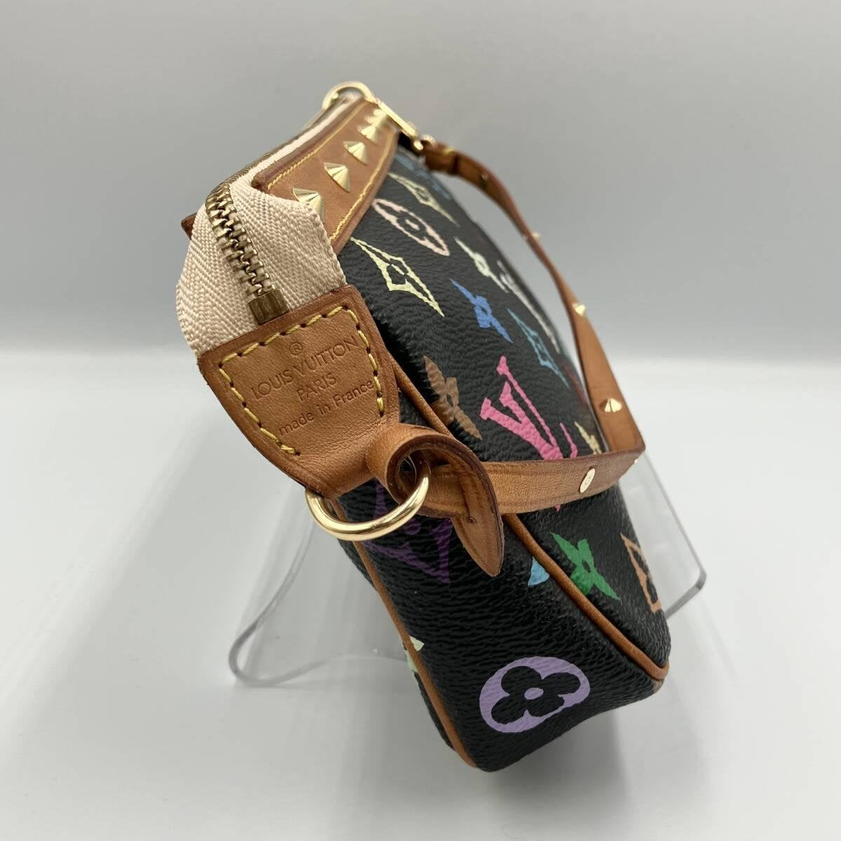 x Takashi Murakami Multicolor Pochette Accessoires in Black Monogram Canvas