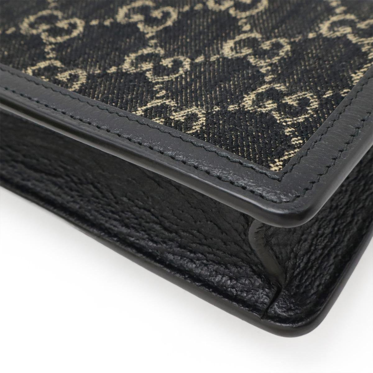 Dionysus Super Mini GG Denim Chain Crossbody Bag Black